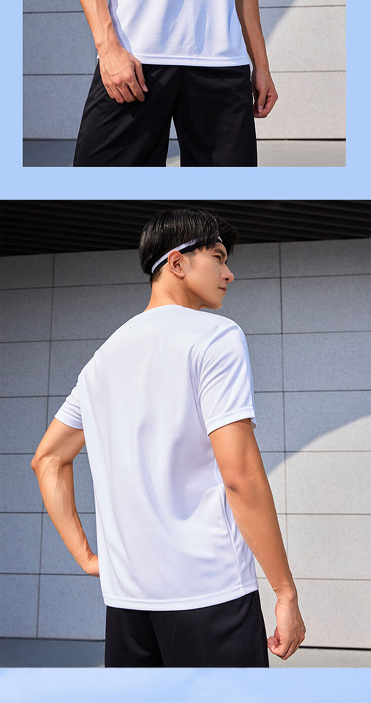 PEAK Sports Outfit Set for Men, Short-Sleeve Shorts, Summer Breathable Quick-Dry T-Shirt, Men's Running Casual Fitness Wear, Training Morning Jogging 8