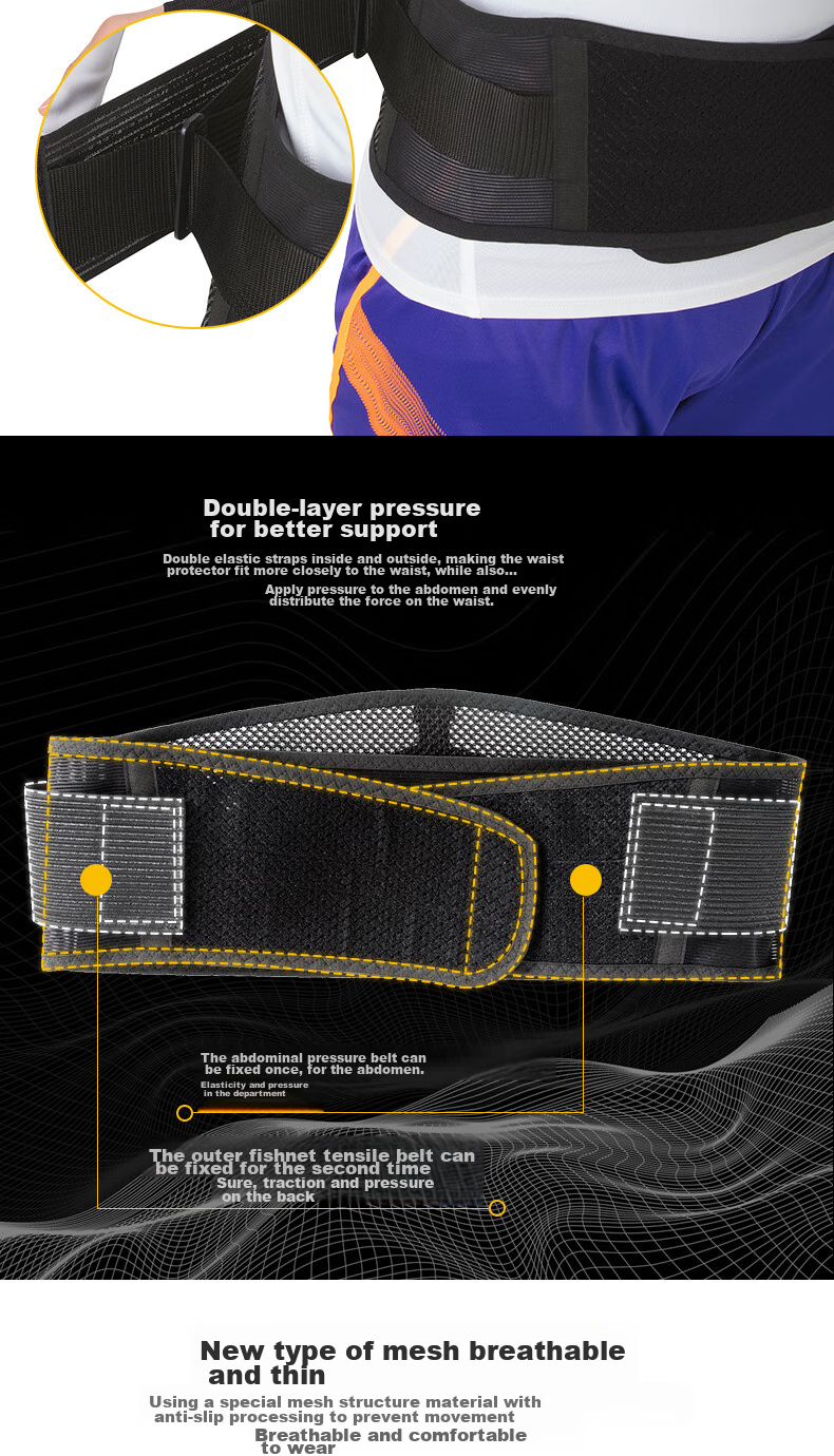 D&M Sports Waist Support Fitness Lumbar Disc Lumbar Belt Waist Fixation Support Protective Breathable Waistband for Men And Wome 4
