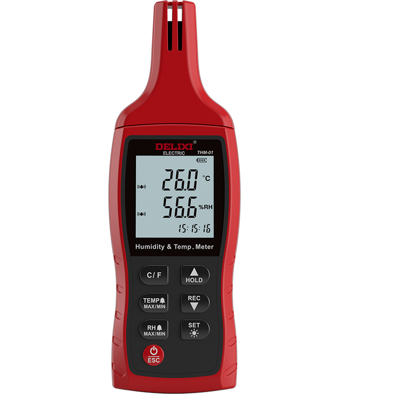 DELIXI ELECTRIC Handheld Industrial-Grade High-Precision Temperature And Humidity Meter THM01, Home Indoor Electronic Digital Thermometer