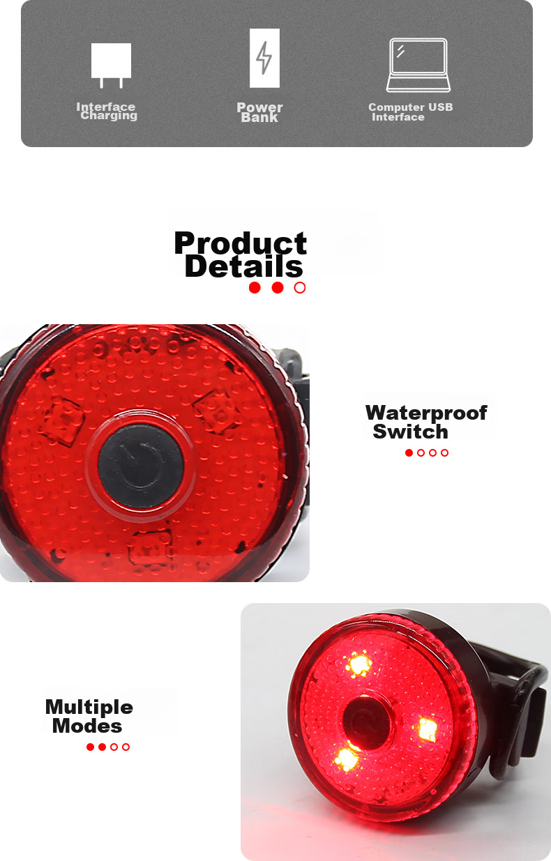 BIKEBROS Bicycle Taillight, Creative Outdoor Night Riding, USB Rechargeable, Cycling Safety Warning Light, Road Mountain Bike, Long Versio 6