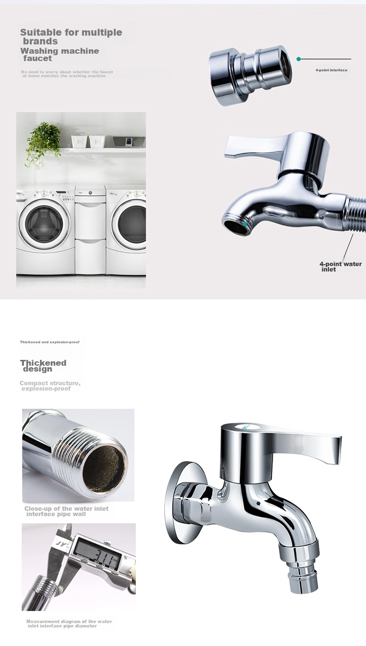 MICOE Washing Machine Faucet, Thickened Pure Copper Body, Bathroom Balcony Mop Sink, 1/2 Inch Spout, Single Cold Water, M-C300I 4