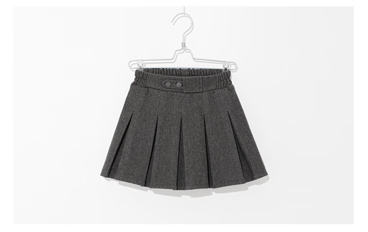 LUOBOBEIBEI Girls' Pleated Skirt, 2024 Autumn And Winter Korean Style Children's Preppy Style Girls' Woolen Midi Skirt, Floral Black, Size 110 10