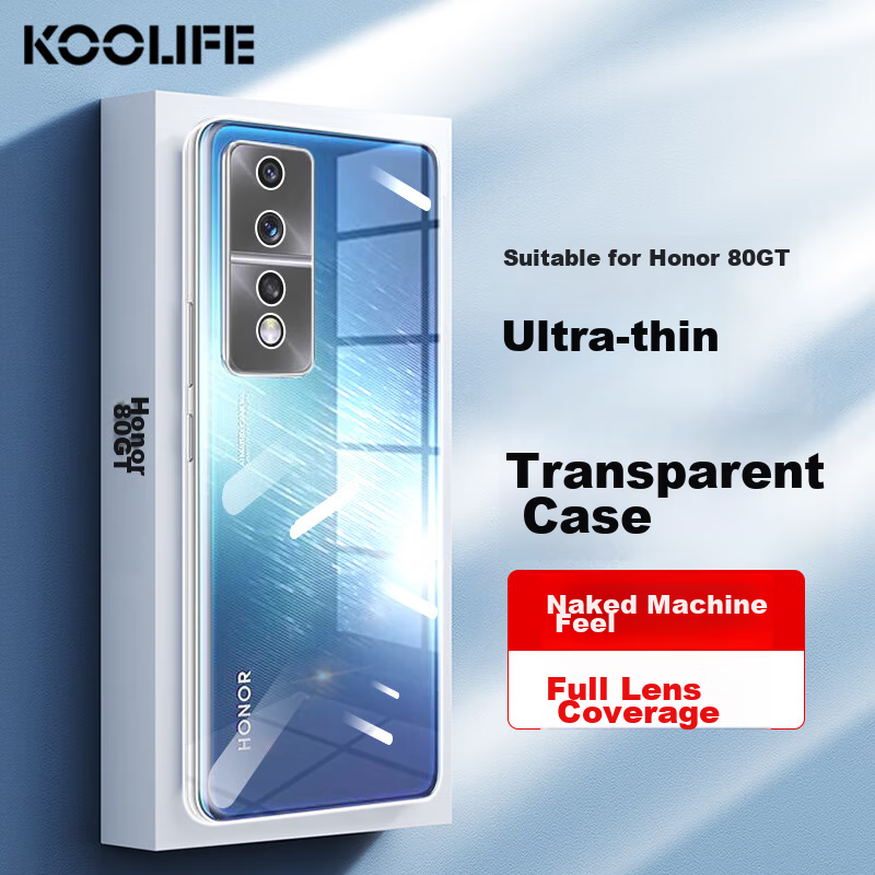 Защитный чехол KOOLIFE для Honor 80 GT, прозрачный, противоударный
