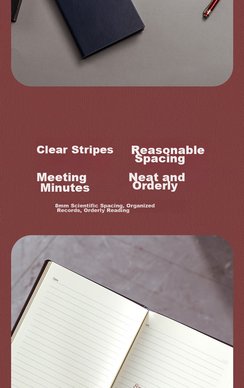 Deli Customizable Leather Notebook, 25K 160 Sheets, Thick Business Diary, Meeting Notepad, Office Supplies, Brown, 3186 15
