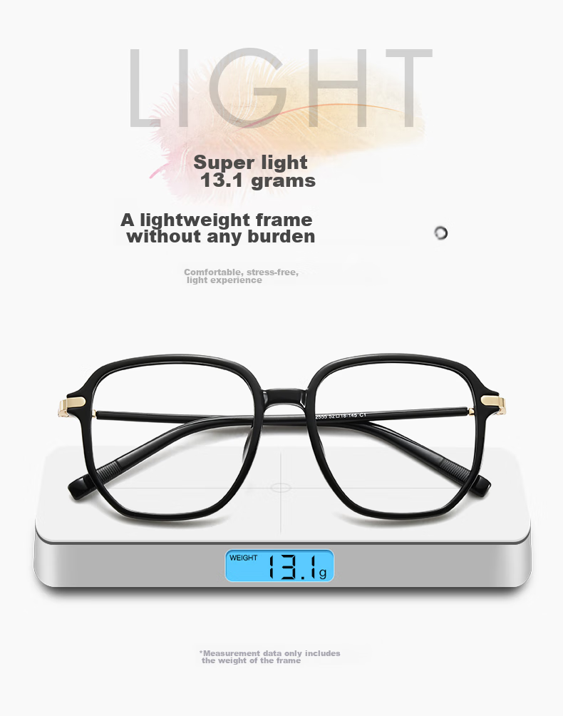 Jingbang Large Frame Myopia Glasses with Blue Light Protection, Transparent Frame Unisex Prescription Photochromic Eyeglasses 13