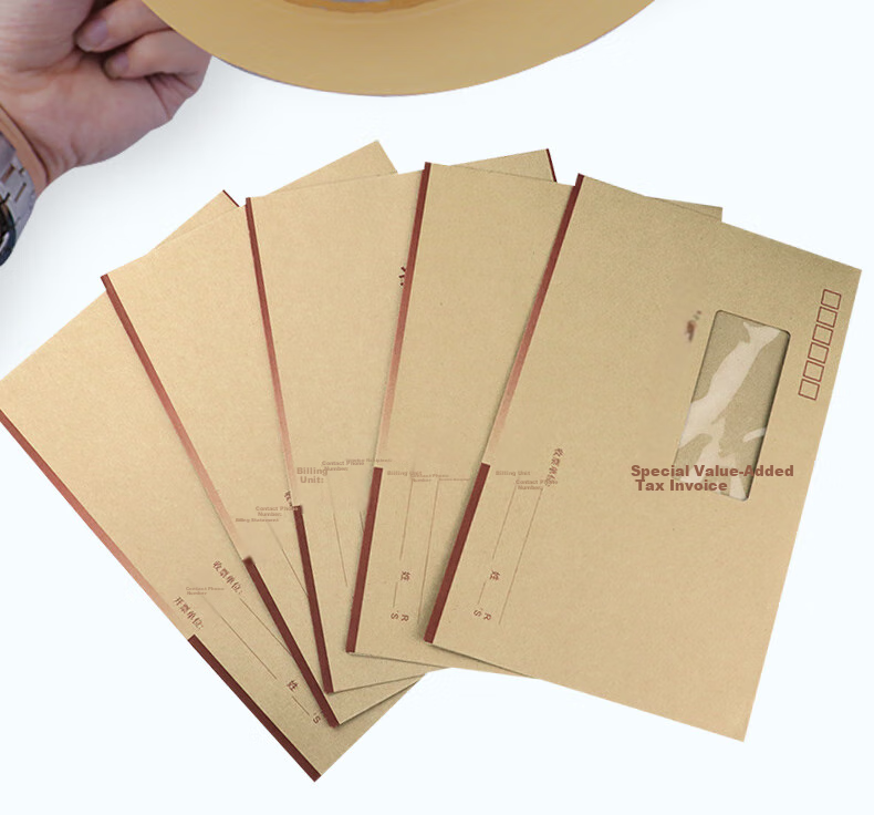 LISON Invoice Version Kraft Paper Invoice Window Envelope, 250*158mm, 20 Pieces/pack, Thick Kraft Paper, Office Supplies Invoice Document Folder 10