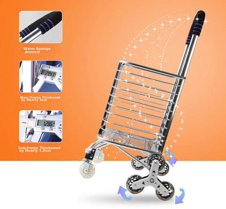 Xinyuechanghui Aluminum Alloy Grocery Cart, Hand-Pulled Trolley, Foldable Shopping Cart, Stair-Climbing Small Cart, Small Pushcart, Small Trailer F2016-10 4