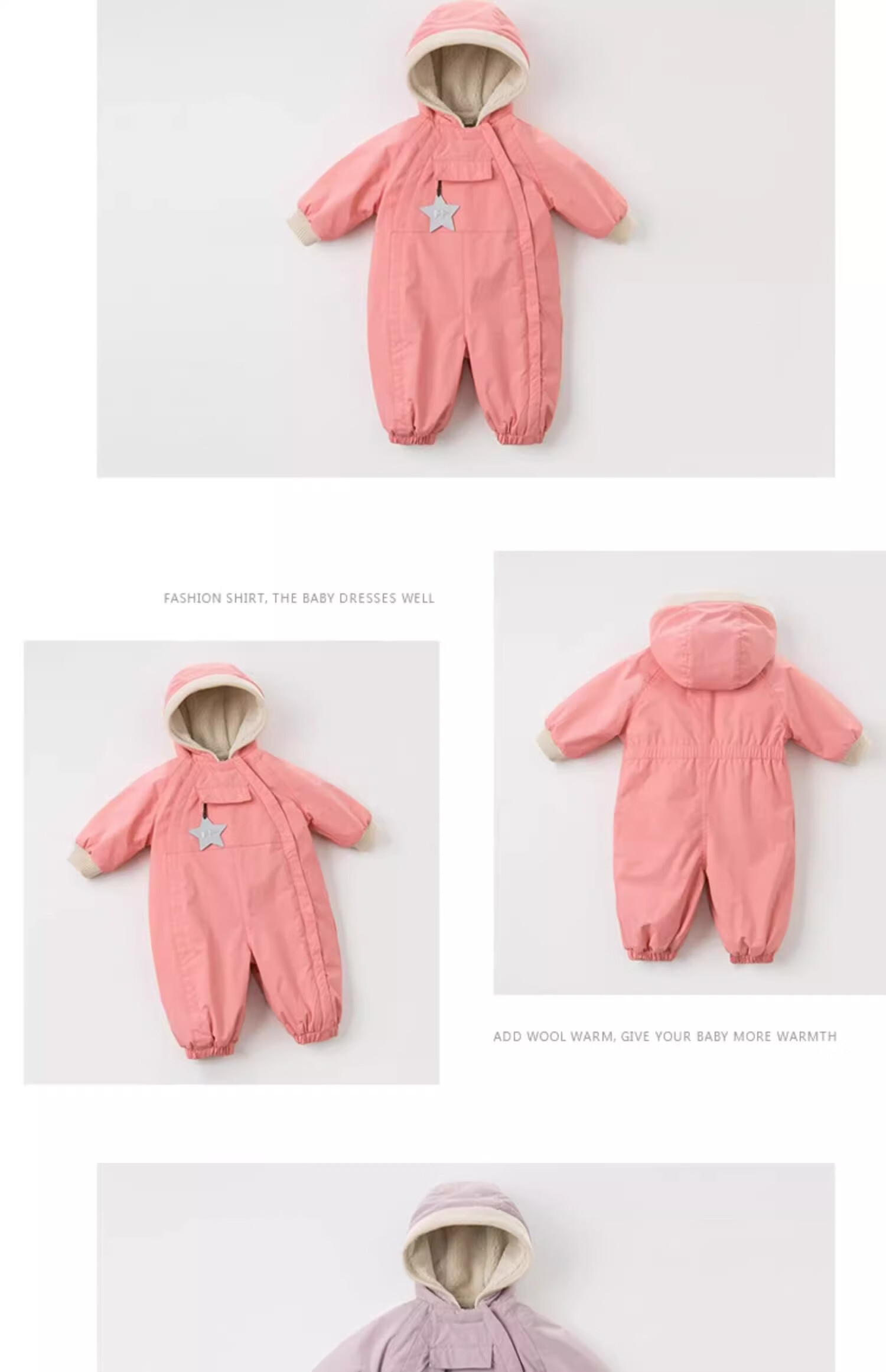 DAVE & BELLA [Same As in Mall] Winter Baby Clothes Fleece-Lined Thickened Onesie for Baby Boys And Girls 12