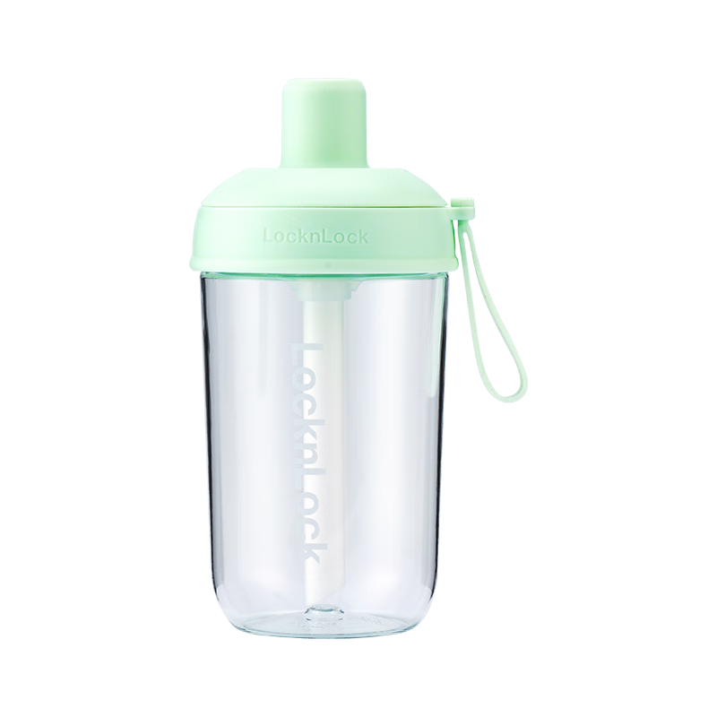 LOCK&LOCK Summer Plastic Water Bottle Milk Tea Cup Tritan with Straw Outdoor Portable Handle Cup for Men And Women 520mL Gree