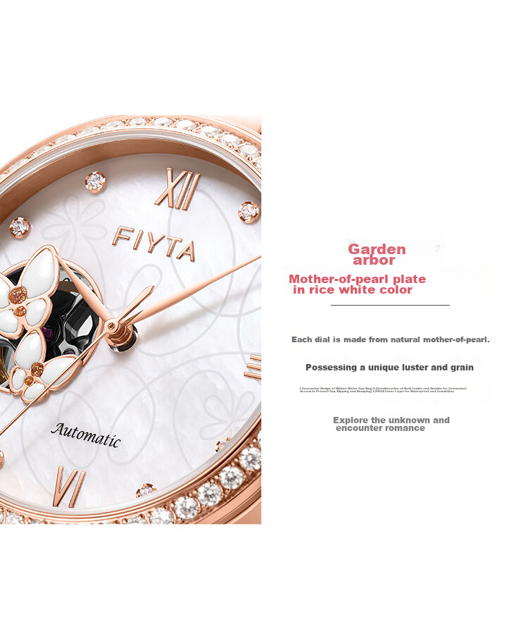 FIYTA Qingcheng Series, Mother-Of Dial, Butterfly Dance Skeleton Dial, Ceramic Mechanical Women's Watch, Holiday And Birthday Gift 4