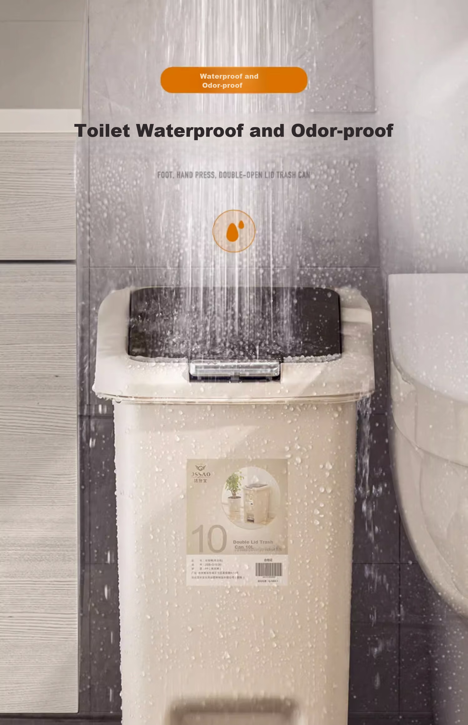 Jieshibao 20L Large Press-Covered Slim Trash Can for Bathroom, Kitchen, Bedroom, Living Room, Popular Household Bin 13