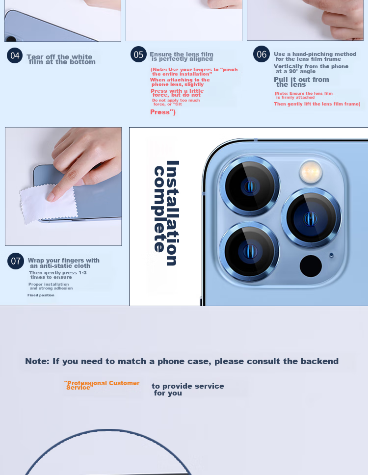 ESCASE IPhone 13 Pro Max/13 Pro Camera Lens Tempered Glass Film, Metal Rear Camera Full Coverage, Ultra-Thin, HD Clear, Wear-Resistant, Eagle Eye Blue Color 14