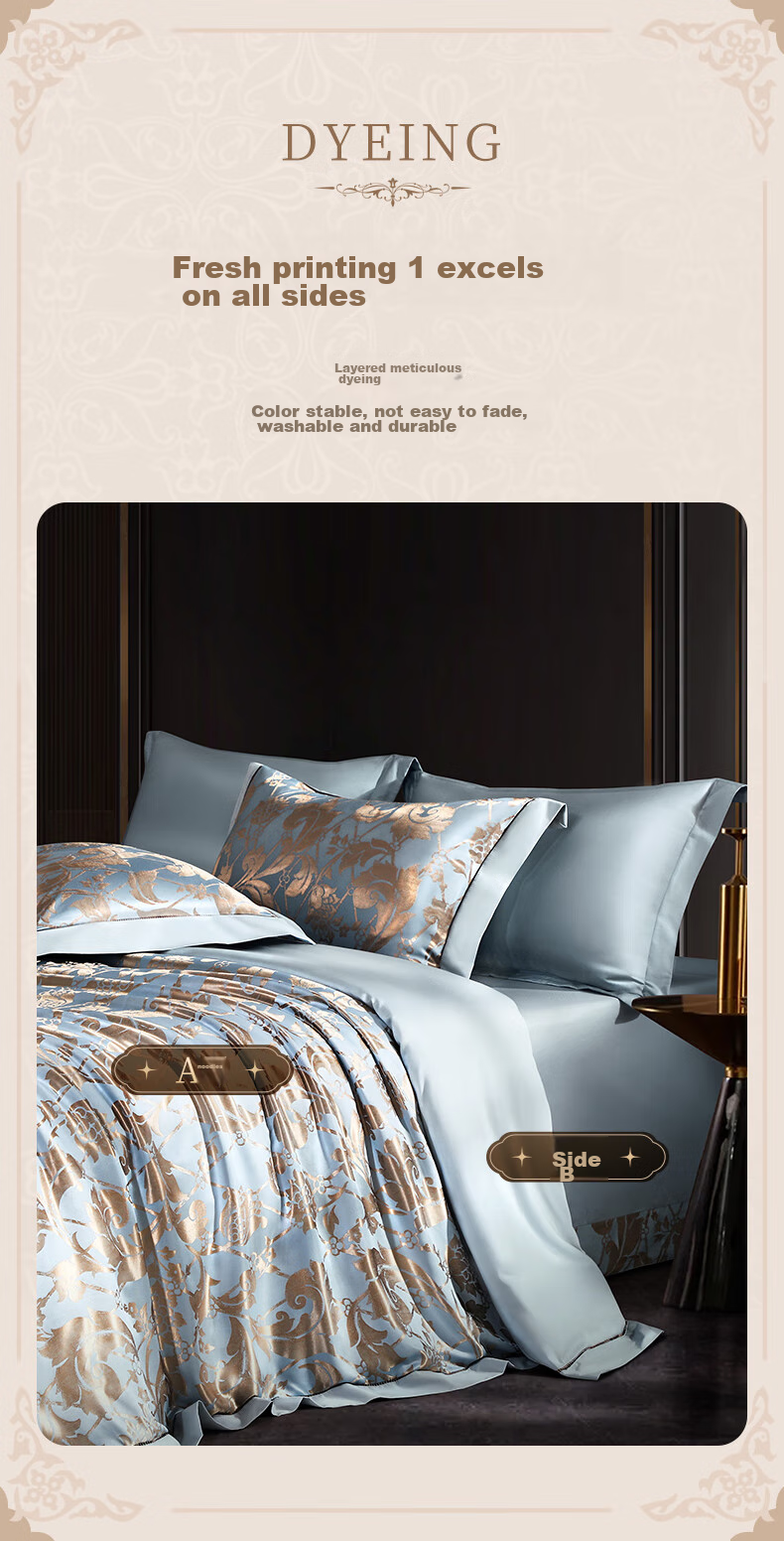 FUANNA Home Textile Four-Piece Bedding Set, European Jacquard High-End Bedding Set, Waltz Style for 1.5-Meter Bed, 203*229cm 8