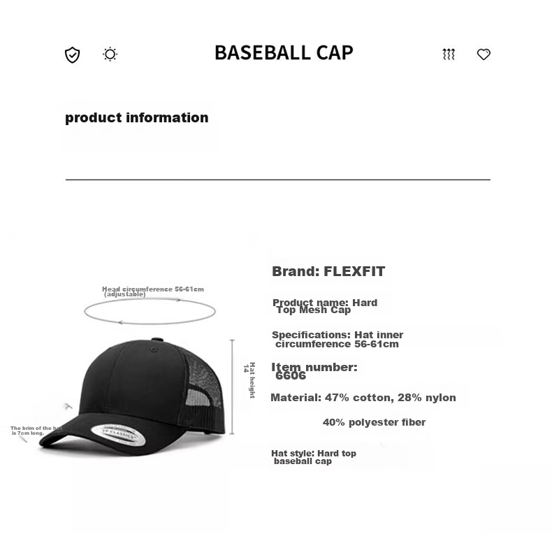 FLEXFIT Men's Mesh Baseball Cap, Spring And Summer Sun Protection Hat, Adjustable Truck Driver Visor Cap, One Size Fits All 14