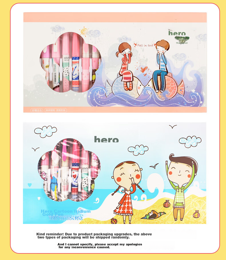 HERO Children's Day Gift P368M Erasable Fountain Pen Student Cartoon Stationery Grade 3 Posture Correcting Writing Practice Daily Writing Set 6-Pack Blue 7