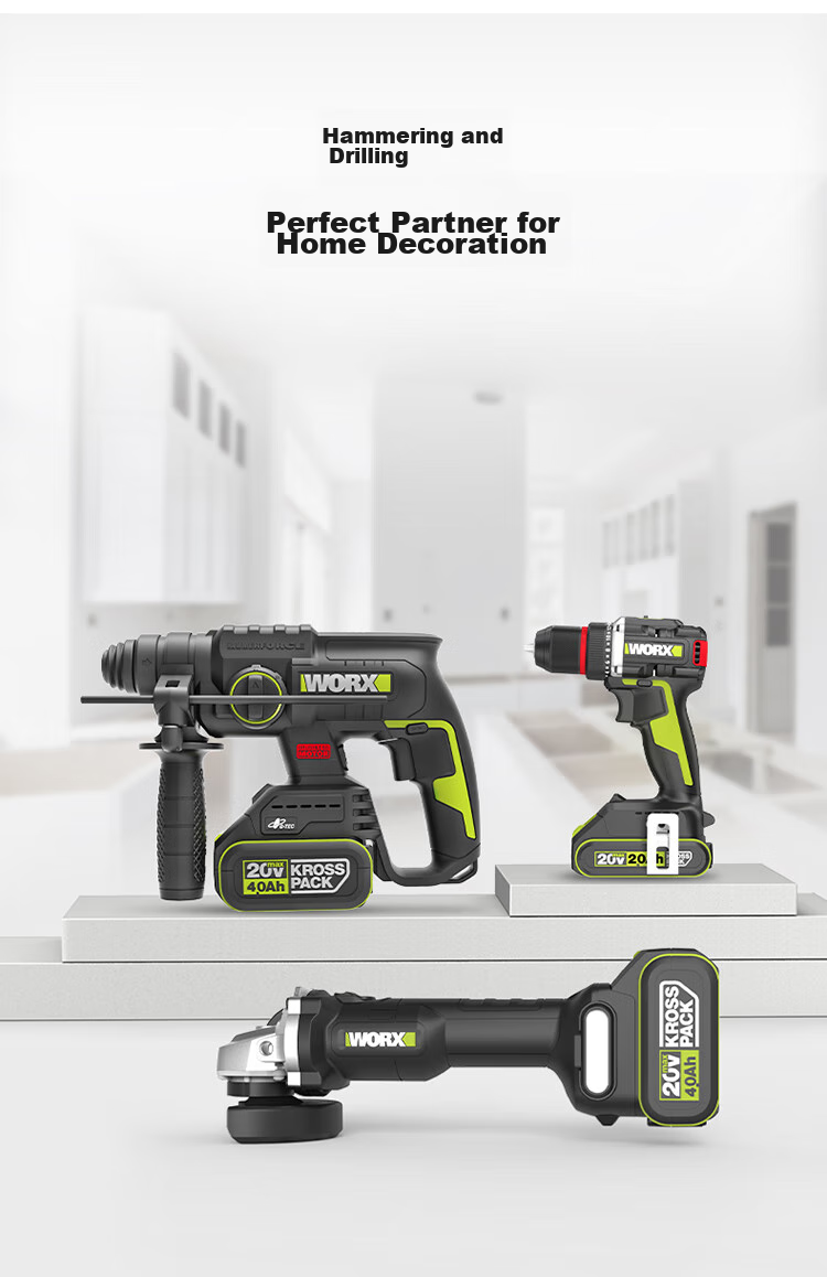 WORX 20V Brushless Electric Drill WU173 (2.0 Dual Battery), Lithium Battery Pistol Drill, Power Screwdriver, Multi-Functional Hole Puncher 10