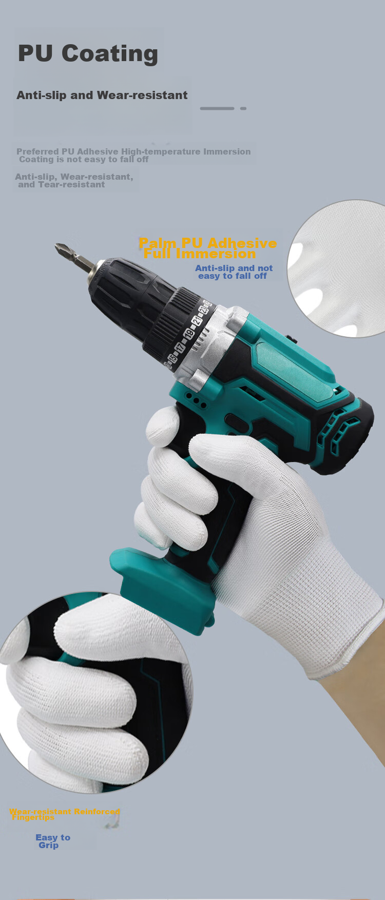 Xinyuechanghui PU Coated Gloves, 12 Pairs/pack, Nylon Work Gloves, Non-Slip Wear-Resistant Protective Dipped Gloves, White M Size, PU508 9