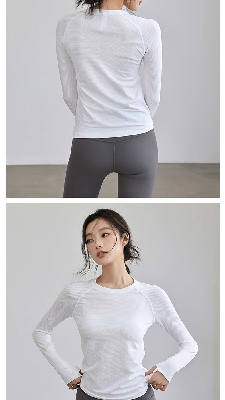 Ziyouxi Yoga Wear, Women's Slim-Fit Sports Top, Nude-Feel Quick-Dry T-Shirt, Pilates Running Fitness Training Long Sleeve 8