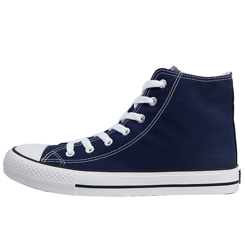 Warrior High-Top Canvas Shoes Unisex Autumn Winter Couple Student Casual Sports Sneakers Sea Blue Size 36