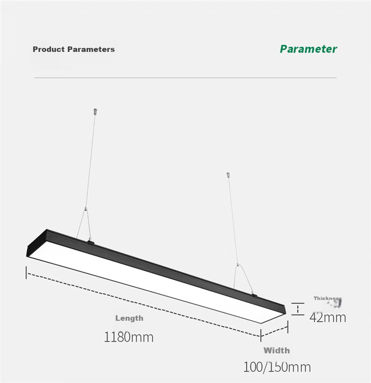 NVC LED Pendant Light for Office, Mall, Shop, Minimalist Long Strip Light, Iron Art Lamp Body, Black Frame Spotlight, 50W Cool White 15