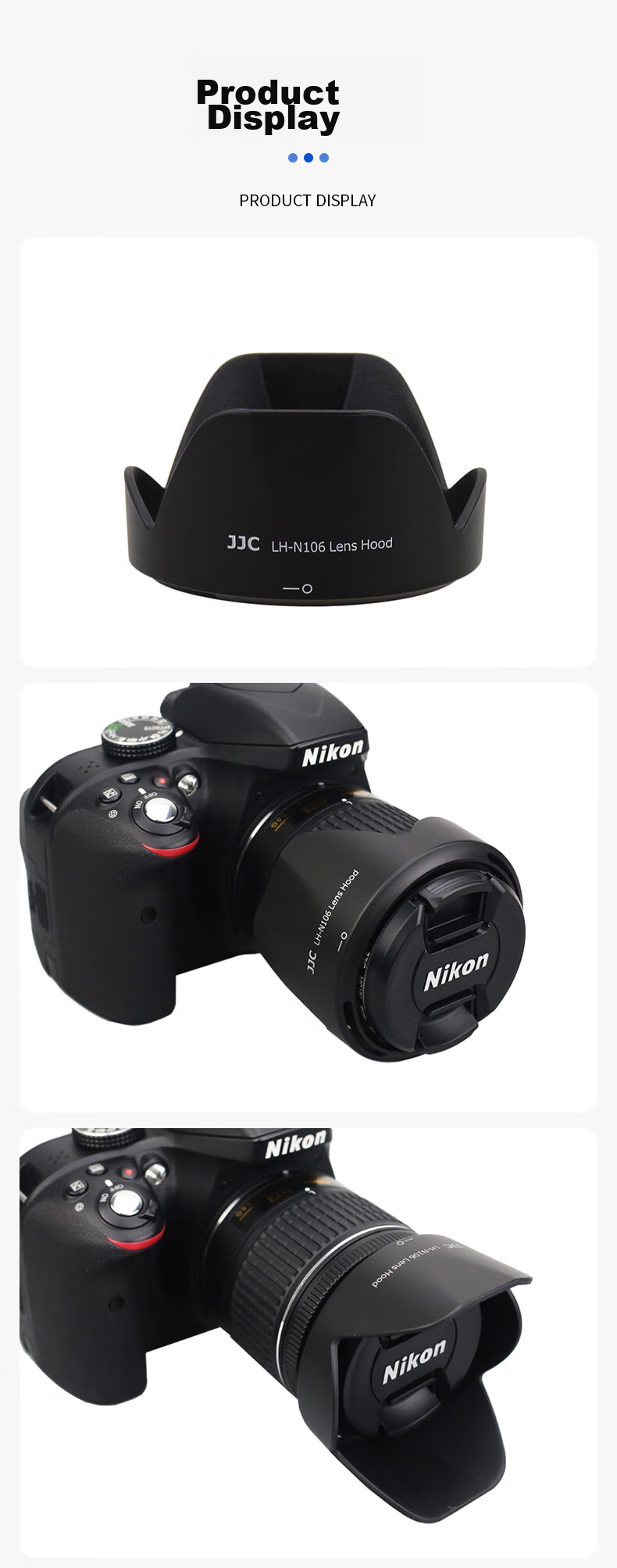 JJC Lens Hood for Nikon AF-P 18-55mm Lens, Compatible with D3400 D3500 D5500 D5600 D7500 DSLR Cameras, Photography Accessory HB-N106 7