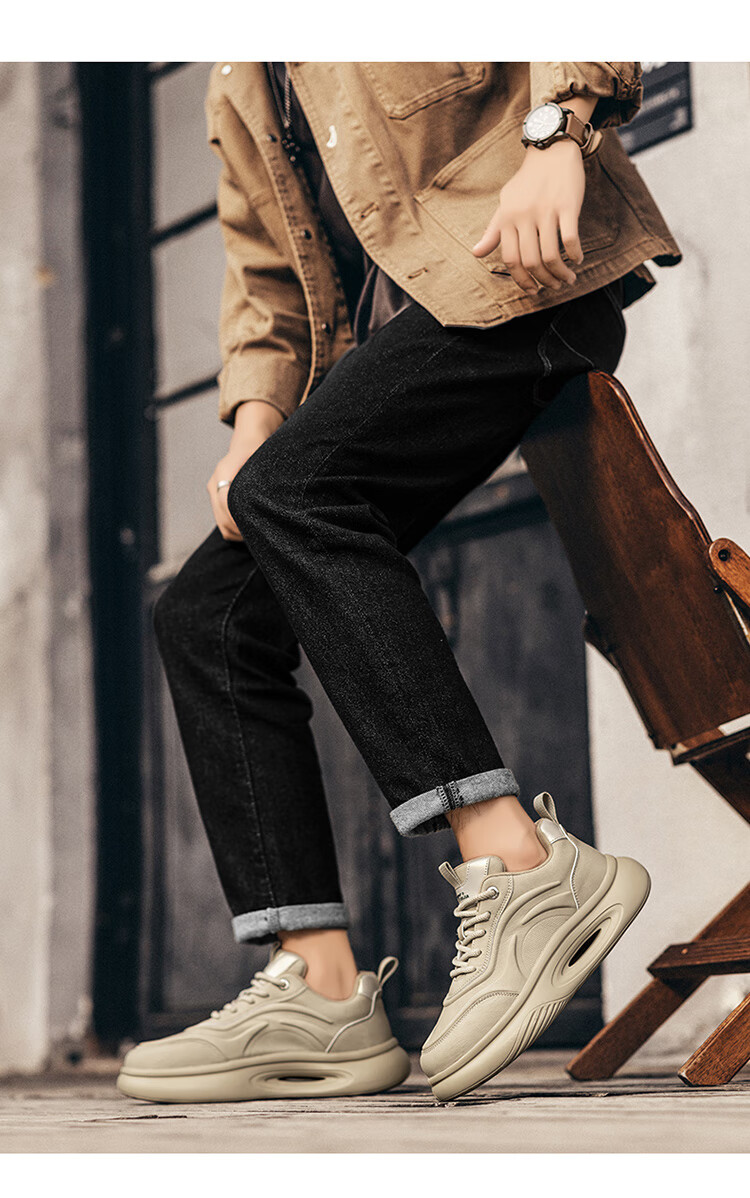 Bull Family Men's Shoes 2026 Spring New Trendy Fashion Durable Casual Soft Sole Height Increasing Versatile Sports Shoes 13