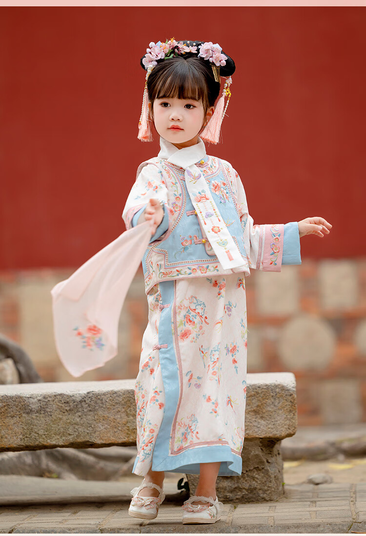 Menghu Zhienyi Hanfu Girls' Dress, Spring And Autumn 2026 Qipao, Two-Piece Set for Girls' Outfit, Ancient Costume Performance Wear, Pink, Size 100 21