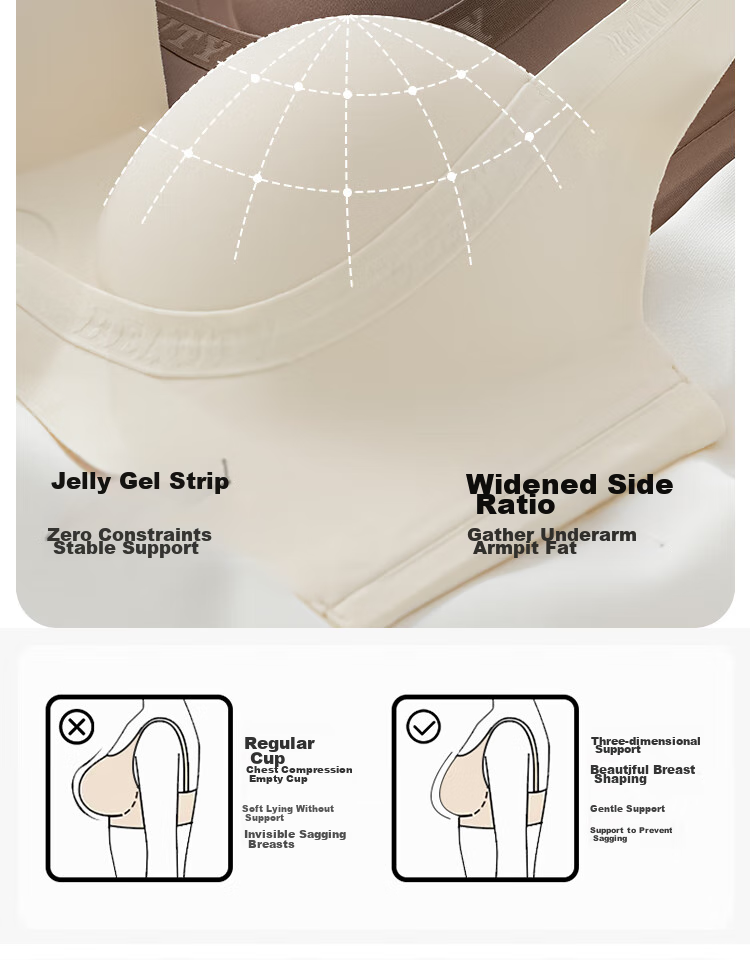 MiiOW Seamless Bra for Women, Push-Up Bra for Small Breasts, Lift And Support, Wireless, Sexy, Gathered Brassiere, Dark Brown, Size 36AB 5