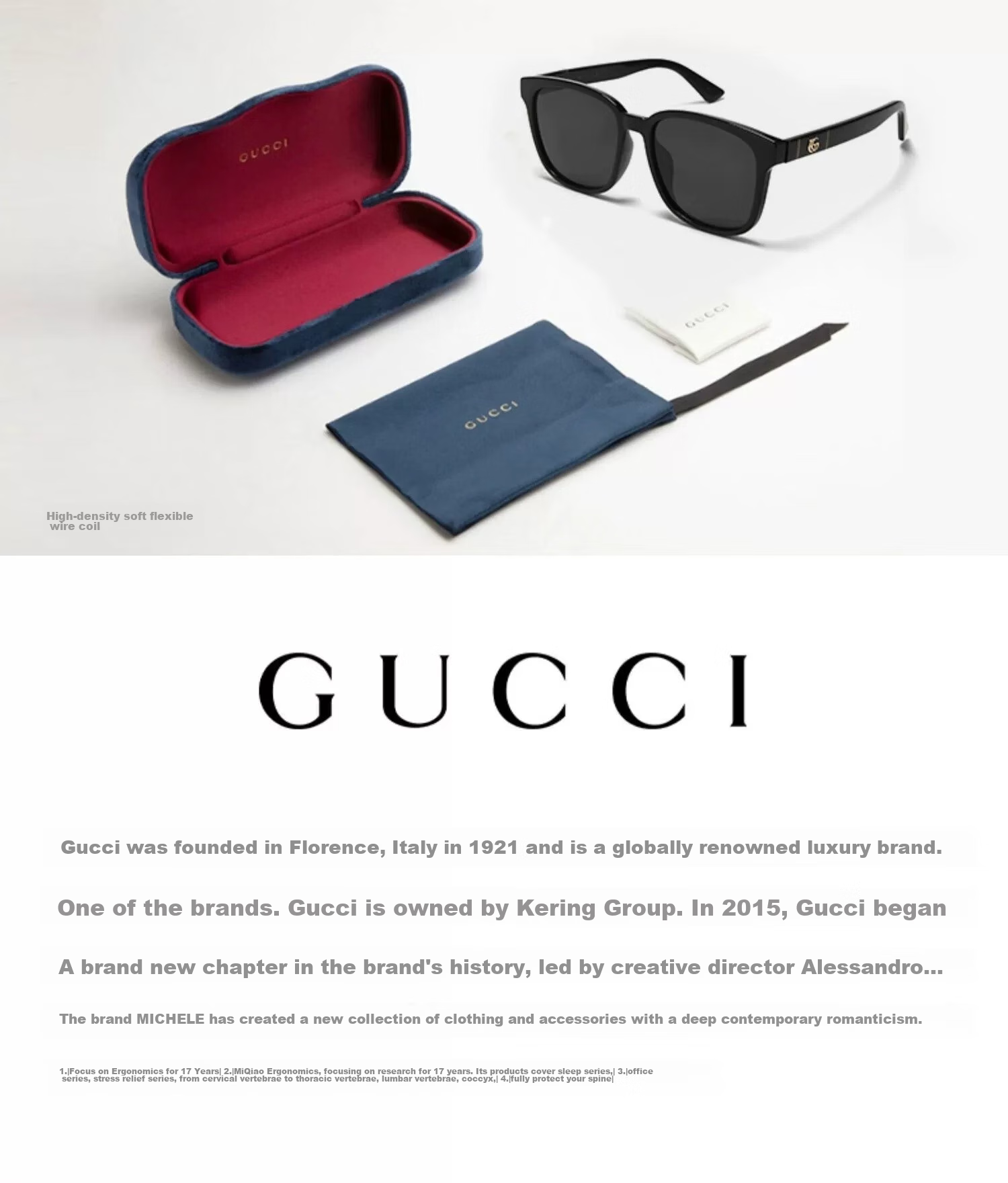 GUCCI Simple Versatile Square Frame Sunglasses, Sun Protection Glasses for Men And Women, Gift GG0637SK-001 9