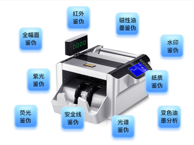 Kemi (Comet) Bill Counter with RMB Verification Support, New Version RMB Small Portable Bill Counter for Commercial Bank Use, Cashier Payment, Intelligent Voice Three-Screen Mixed Old And New B7 Model 9