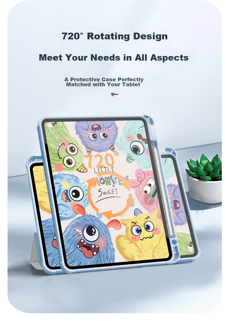 Asiwa IPad Pro 11 Case Compatible with 2025/24 New Models, M5/M4 Chip Universal with Pencil Holder, 11-Inch 360-Degree Rotating, Horizontal And Vertical Positioning, Shockproof And Bend-Resistant 4
