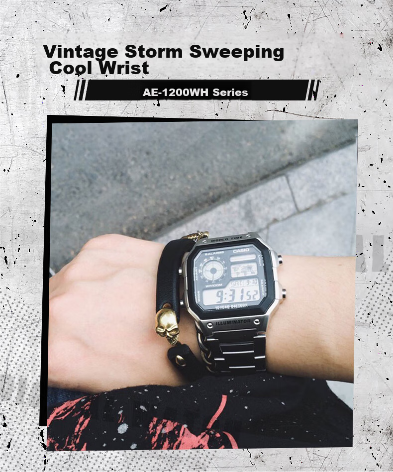 Casio Watch, Men's Retro Small Square Waterproof Sports Digital Watch for Students And Both Sexes, Japanese And Korean Gift, AE-1200WH 2