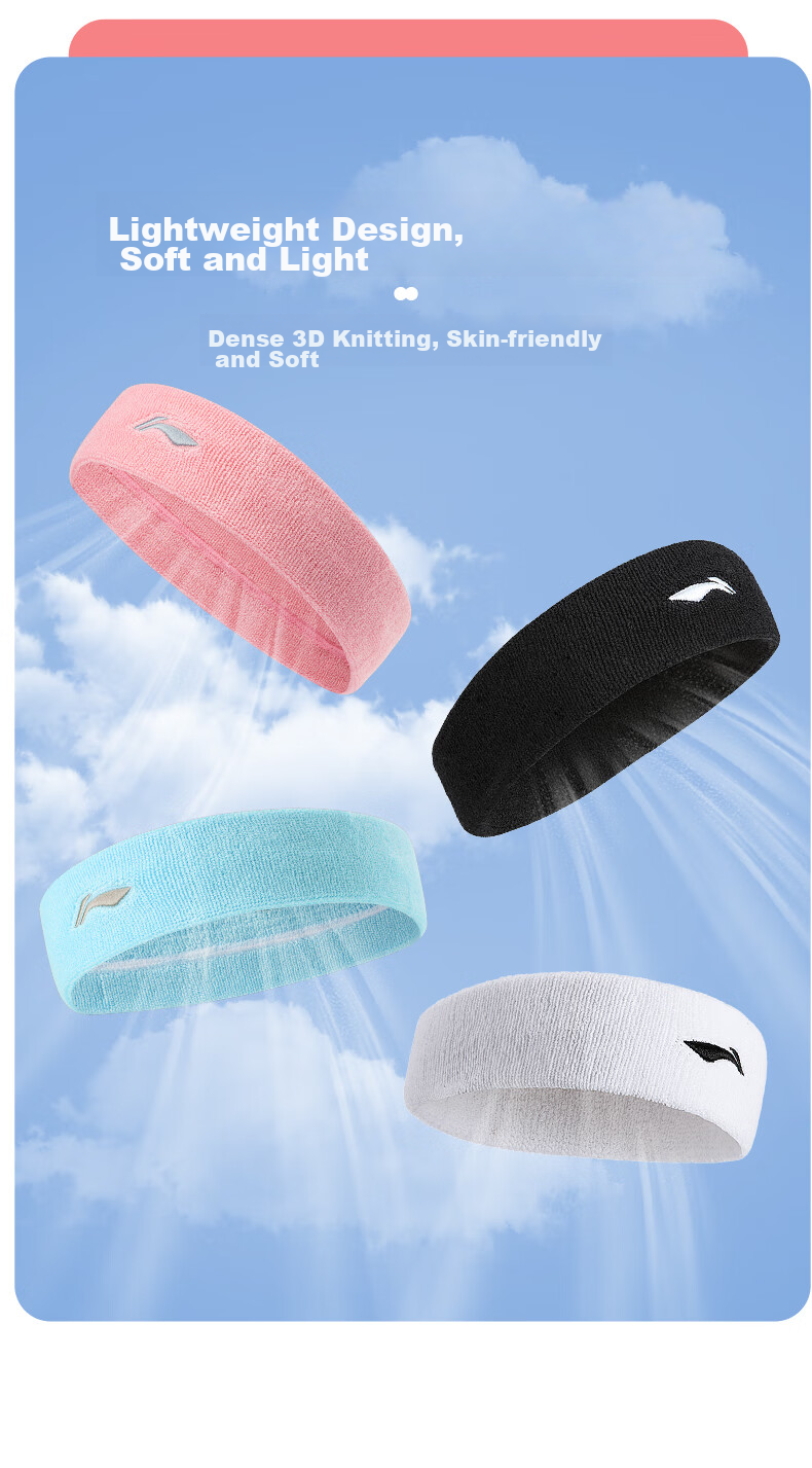 Li-Ning Sports Headband for Men And Women, Sweat-Absorbing Sweat-Wicking Headband for Running, Yoga, Dance, Basketball Hair Tie Headband 10