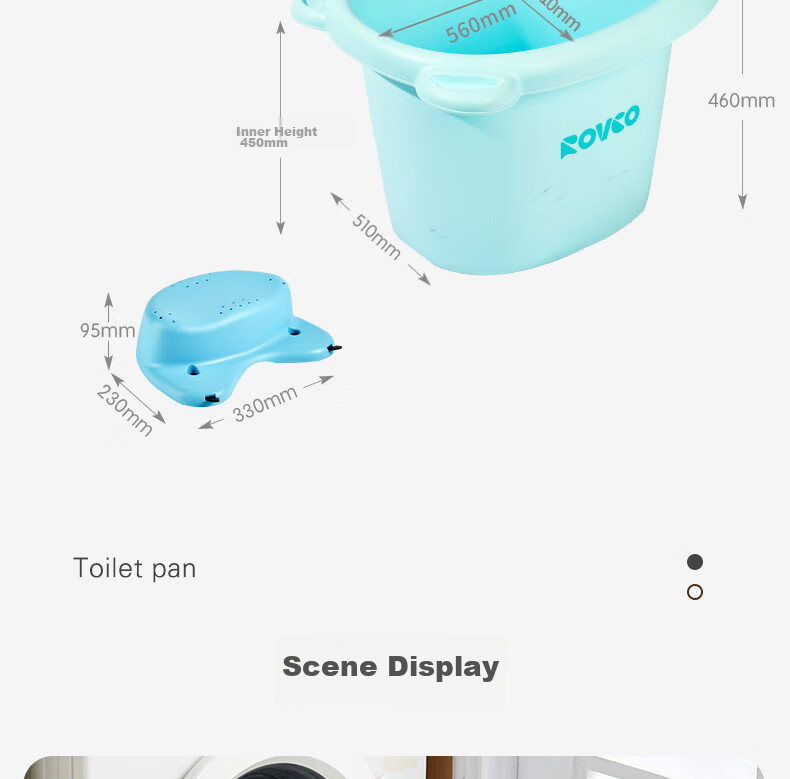Rikang Bathtub, Baby Bathing Basin, Children's Bathtub, Bathtub with Free Stool, Blue, X1001-1 20