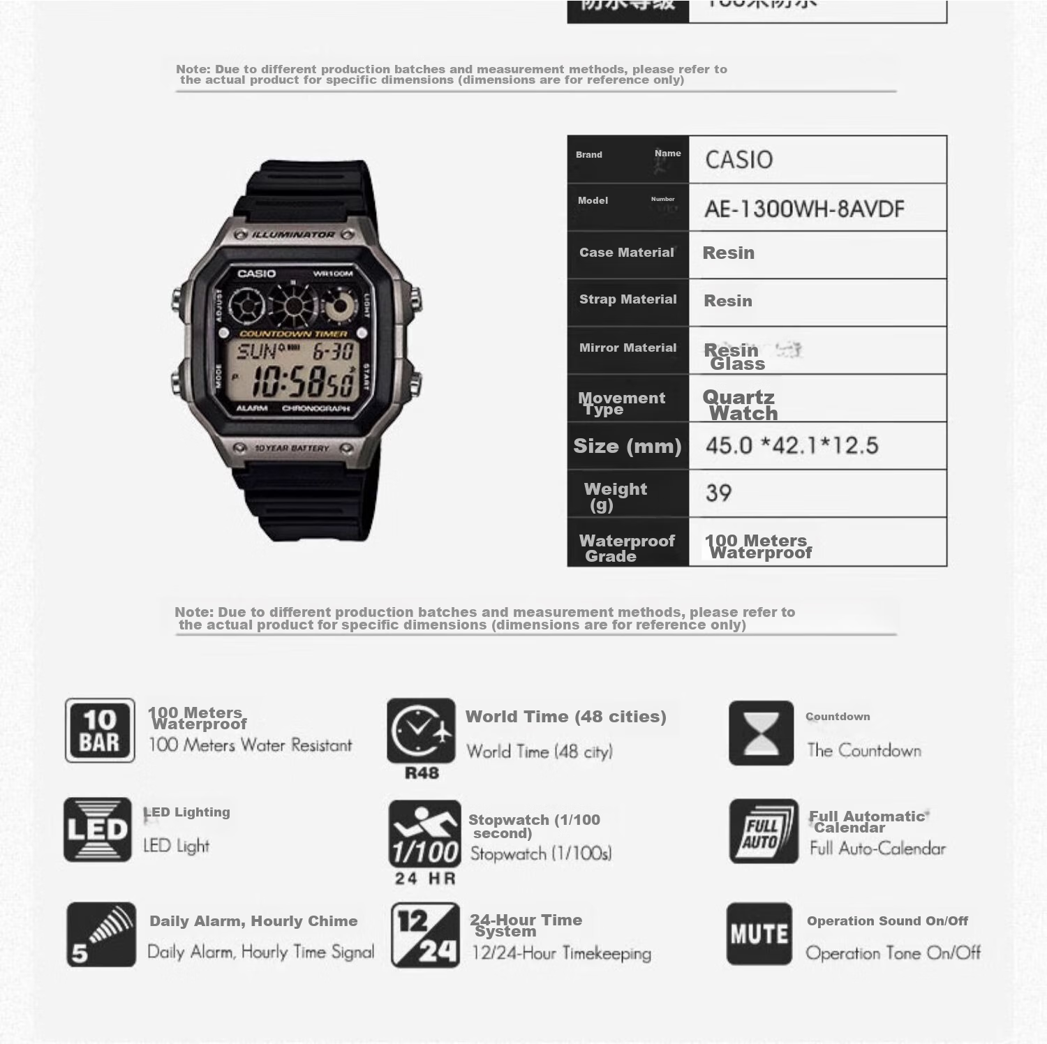 Casio Watch, Men's Retro Small Square Waterproof Sports Digital Watch for Students And Both Sexes, Japanese And Korean Gift, AE-1200WH 6