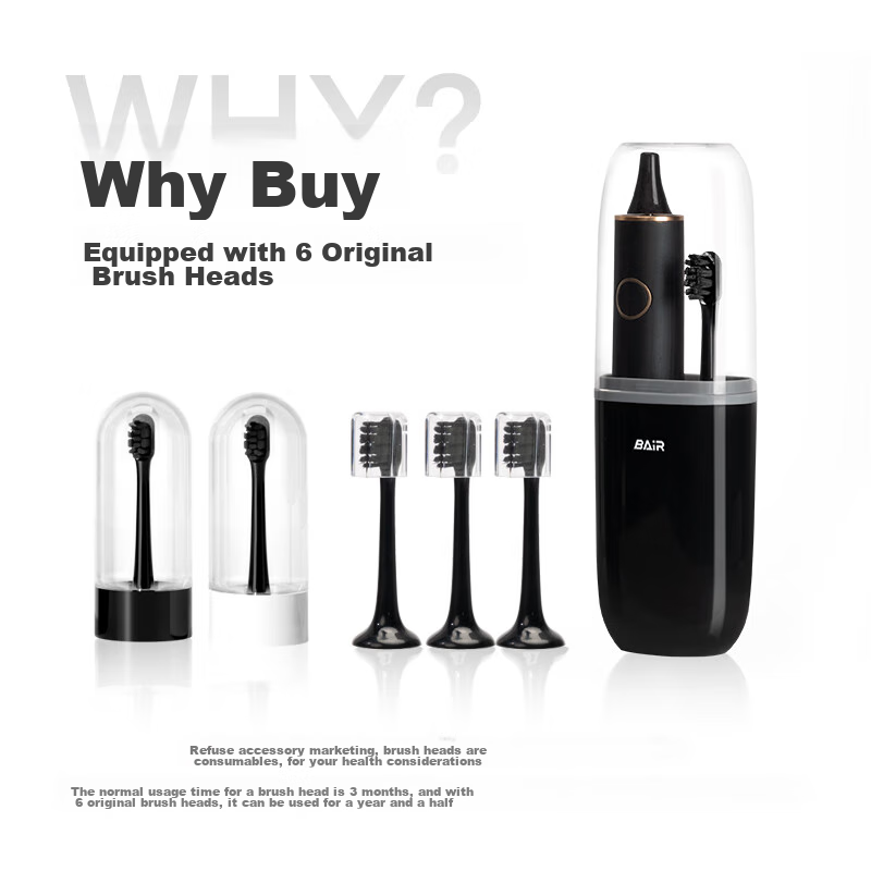 BAIR Luxury Customized Electric Toothbrush for Adults, Smart Sonic Portable Couple Gift Box for Boyfriend Girlfriend Student G1 Moonlight White