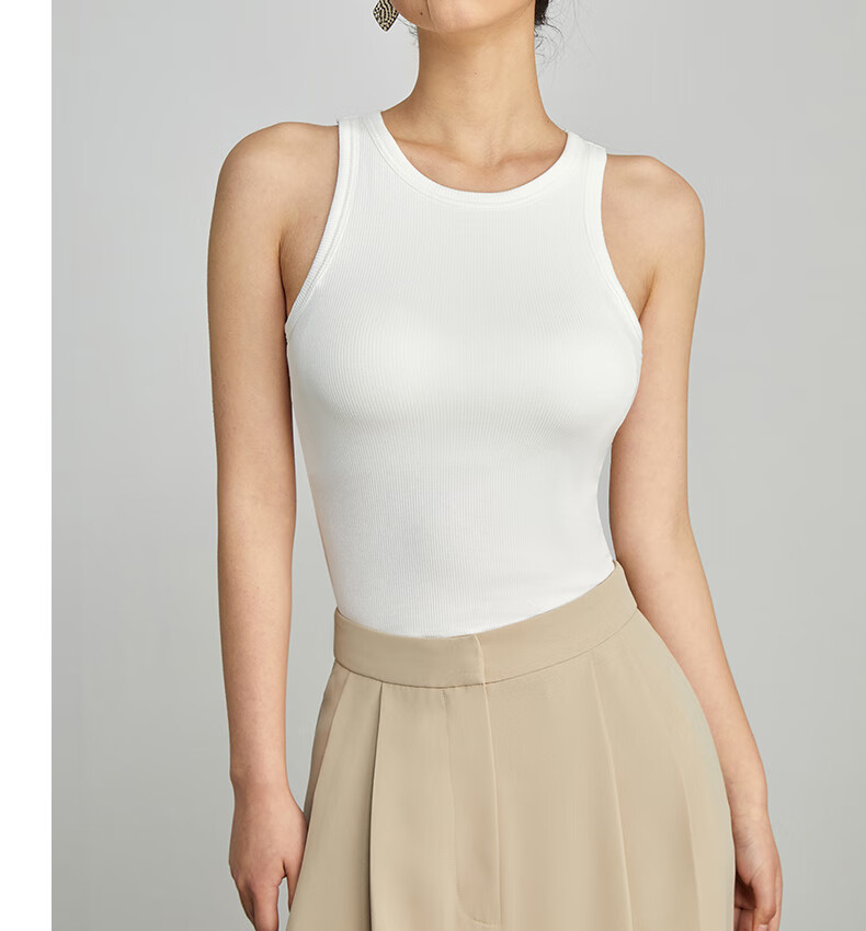 TINGE White Camisole Tank Top for Women, Thin Style with Built-In Bra Pads, Inner Wear Or Outer Wear Top 24