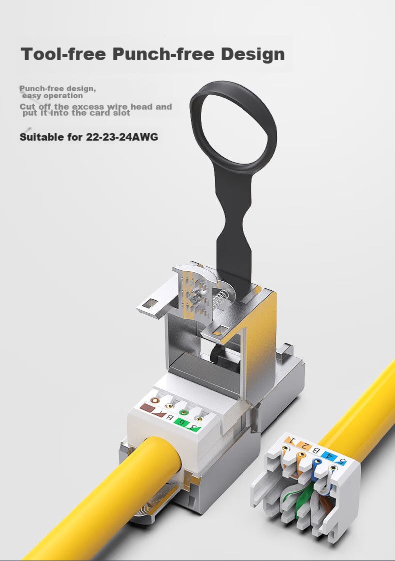 CNCOB Category 7 Ethernet Cable Connector, Tool-Free Engineering Grade CAT7 10 Gigabit Network Pull Ring Connector CN-8002 4
