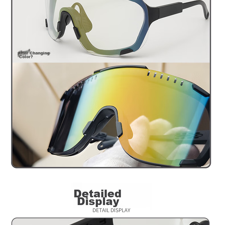 LOVECRAFT Photochromic Cycling Glasses with Black Frame And Gray Lenses, Day And Night Use, Windproof Mountain Biking Sunglasses with Goggles 21