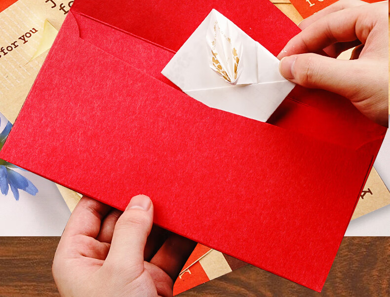 LISON 1536 Western-Style Envelopes, Red, 10 Pieces/pack, Vintage Simple Business Gold-Stamped Envelopes And Letter Paper with Sealing Stickers, Love Letter Set, European Style Envelope Bags 13