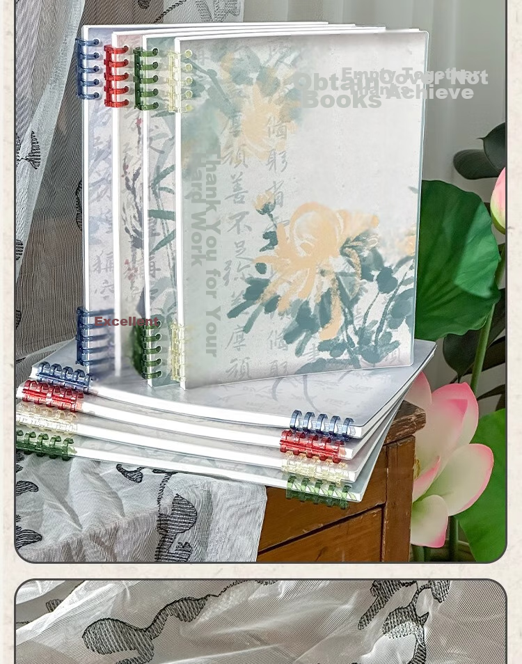 Sannianerban Chinese Style B5/60 Sheets Lined Comfortable Loose-Leaf Notebook Detachable Vintage-Style High-Quality Journal for Students' Diary And Error Correction Spiral Notebook Plum 12