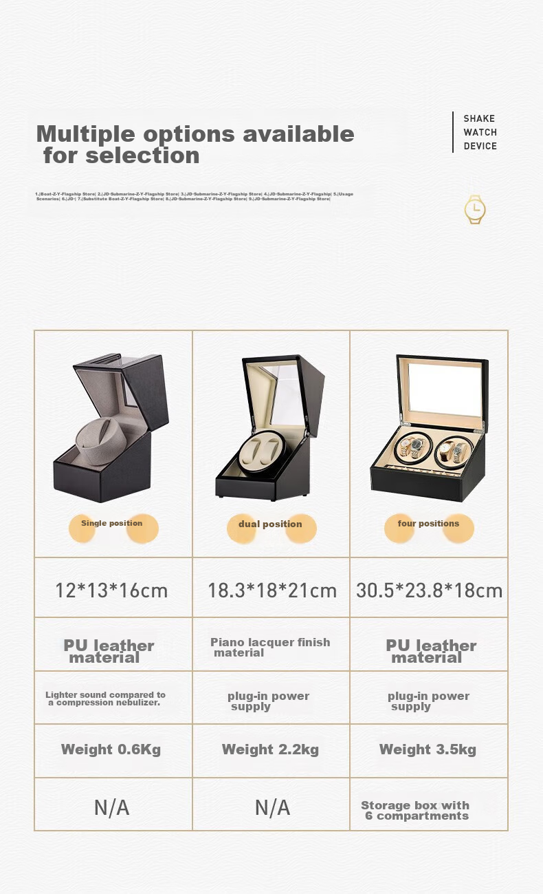 DUOJINJIANG Dual-Position Anti-Magnetic Silent Watch Winder, Leather Strap Interior Imported Core Watch, Moisture-Proof Storage Box, AI Intelligent Watch Care Device 9
