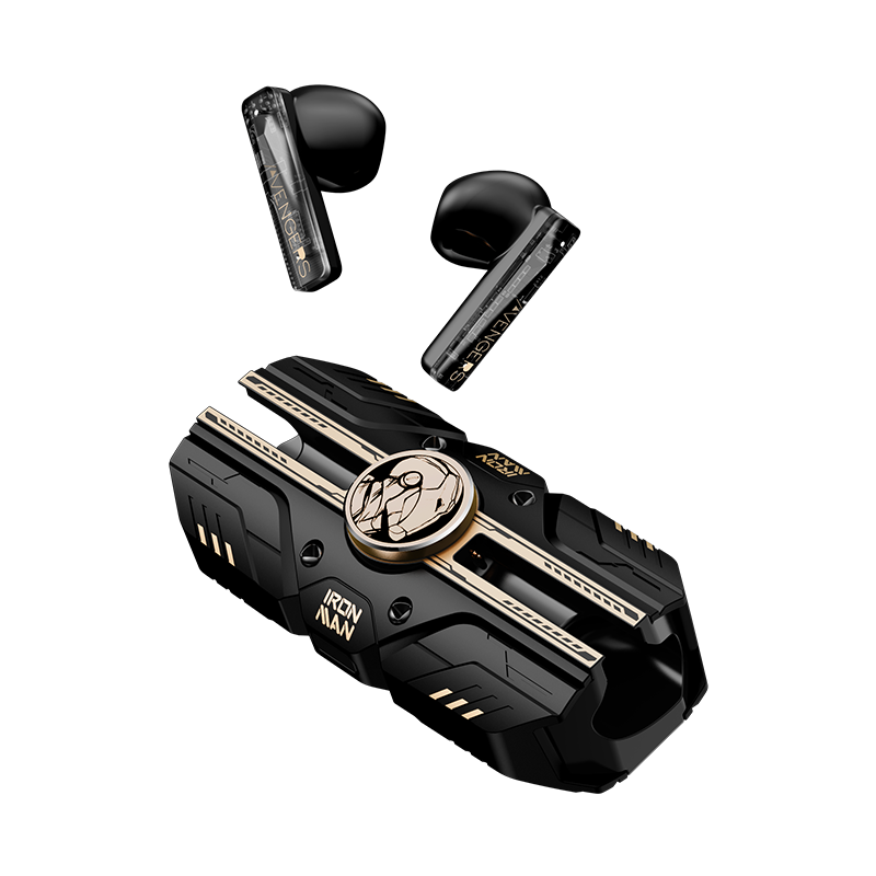DISNEY Marvel MR31 Wireless Bluetooth Headset Gaming Ship Mecha Gift Finger Stress Relief Gyroscope Black Iron Man Suitable for Apple Android Huawei