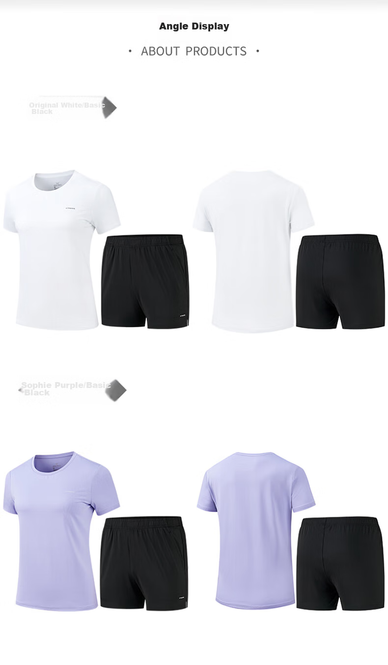361° Women's Running Outfit Set, Summer New Casual Short-Sleeve Shorts Two-Piece Set 662414001H-4 83