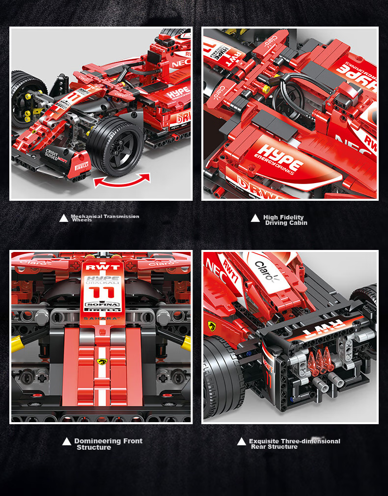 Lianhe Chuangxiang Compatible with Lego Ferrari F1 Race Car Building Blocks, Toy Car for Boys Aged 8-12, Birthday Gift 3