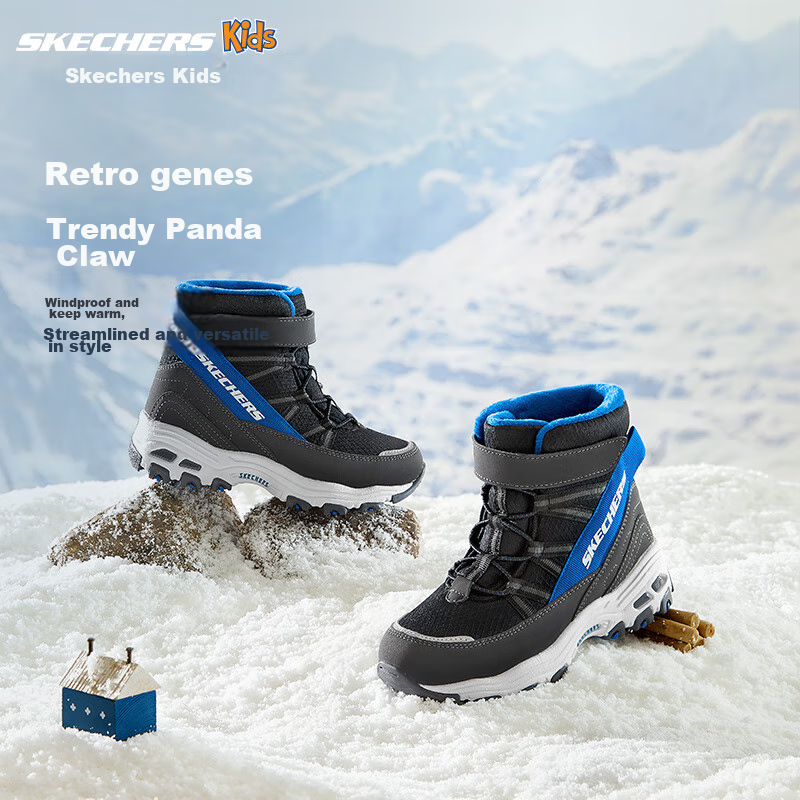 Skechers Children's Fleece-Lined Boots, Warm Cotton Shoes, High-Top Short Boots for Boys And Girls, Fleece-Lined Snow Boots, 660092L