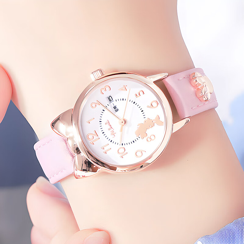 Disney Children's Watch, Girls' Student Back-To Gift, Cute Minnie Exam Analog Quartz Wristwatch, MK-11334B1