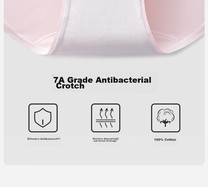 Ordifen 6-Pack Women's Underwear, Pure Cotton 10A Antibacterial 100% Cotton Extended Crotch Breathable Mid-Rise Young Women's Triangle Panties 11