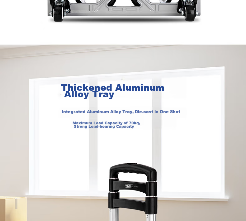 Deli Foldable Luggage Cart, Small Trolley, Suitcase, Flatbed Cart, Trailer, Shopping Cart for Groceries, Weight Capacity 140 Ji 7