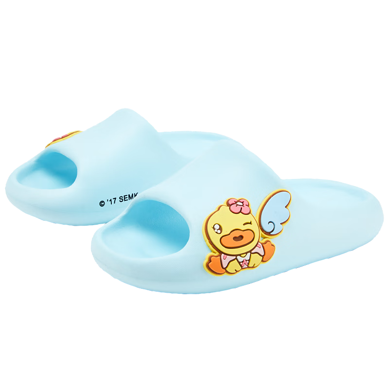 B.Duck Children's Slippers, Girls' Sandals, All-Season Slide Sandals, Indoor Home Shoes, Cartoon Style, 5901 Blue, Size 40